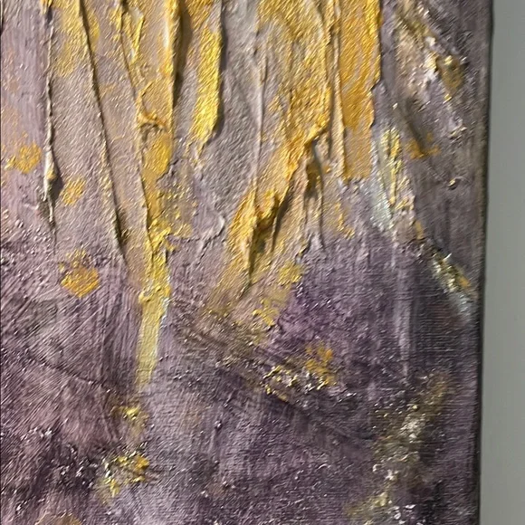 Abstract Gold and Purple Textured Forest Canvas Art 20 in x 16 in - Picture 3 of 8